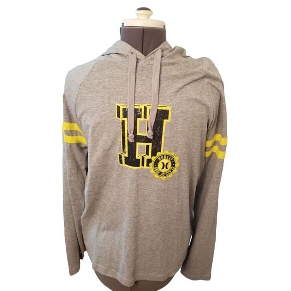 HURLEY University Jersey Hoodie Logo Drawstring Long sleeve Men's Shirt Sz M NWT - Picture 1 of 6